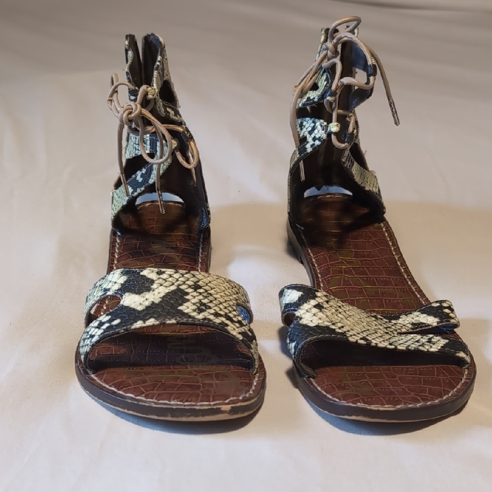Sam Edelman Black and Green Gwenna Lace-Up Sandals